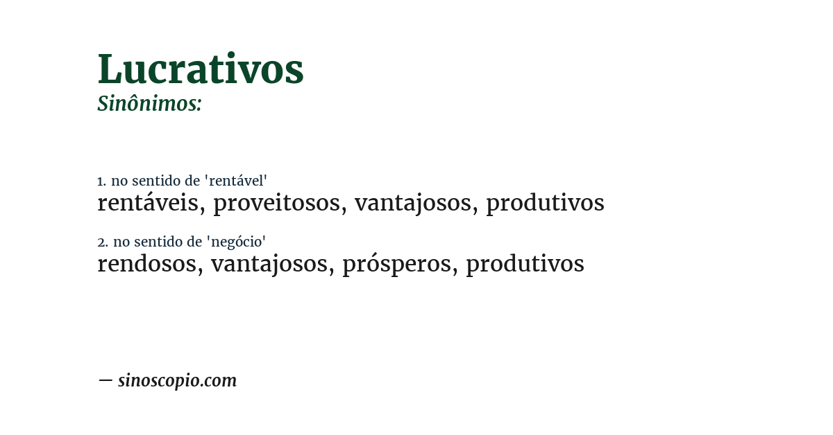 Sinônimo de lucrativos