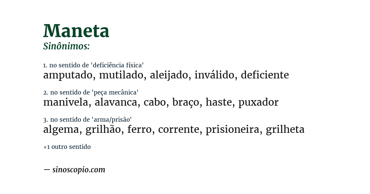 Sinônimo de maneta