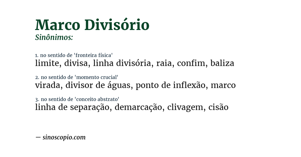Sinônimo de marco divisório