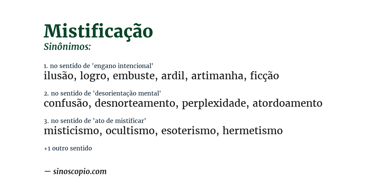 Sinônimo de mistificação