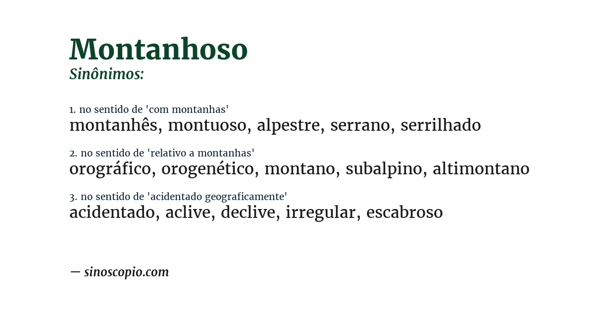 Sinônimo de montanhoso