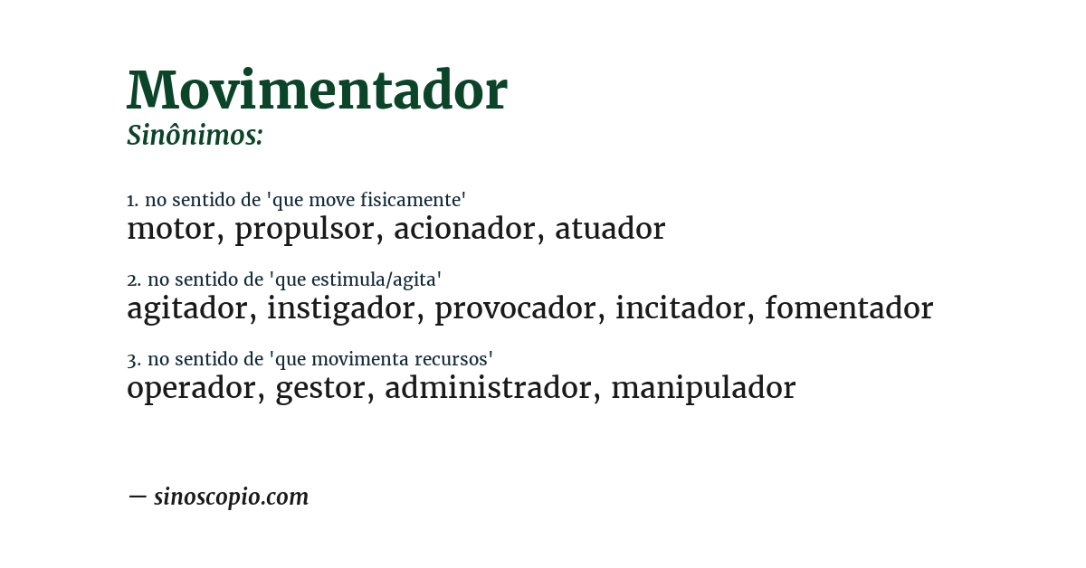 Sinônimo de movimentador