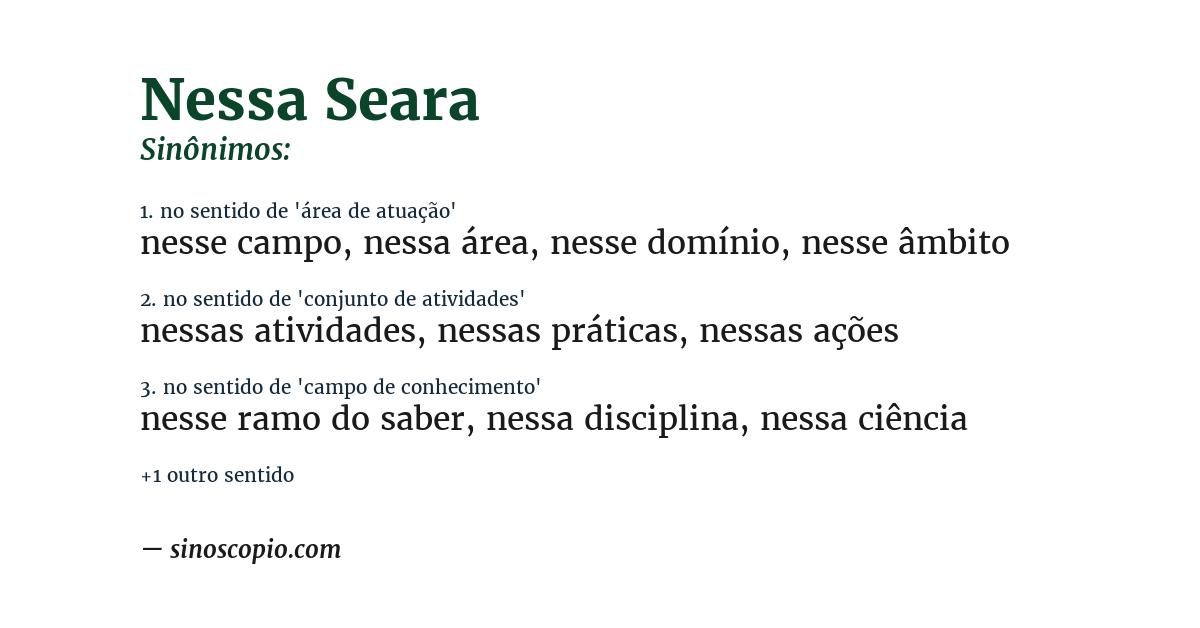 Sinônimo de nessa seara