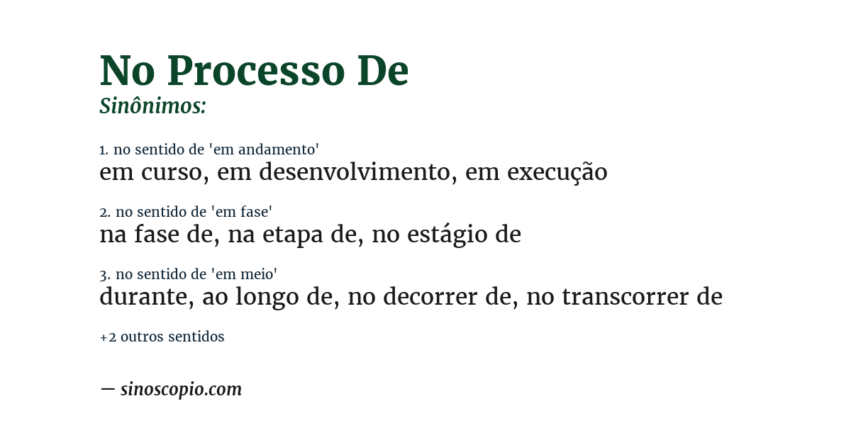 Sinônimo de no processo de