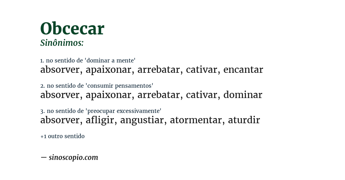 Sinônimo de obcecar