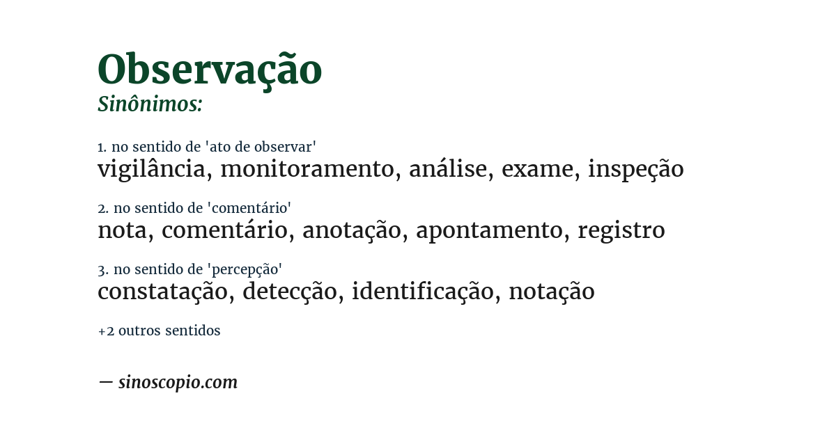 Sinônimo de observação
