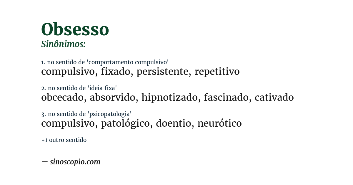 Sinônimo de obsesso