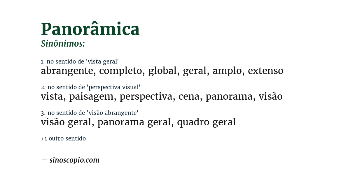 Sinônimo de panorâmica