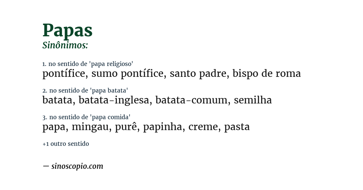 Sinônimo de papas