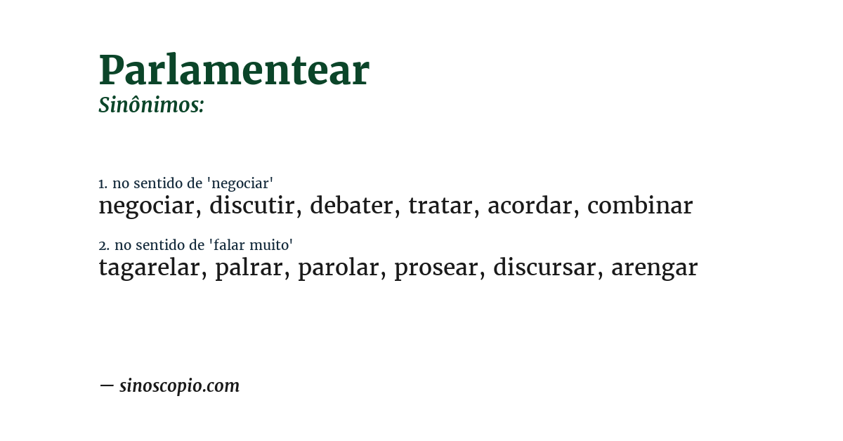 Sinônimo de parlamentear