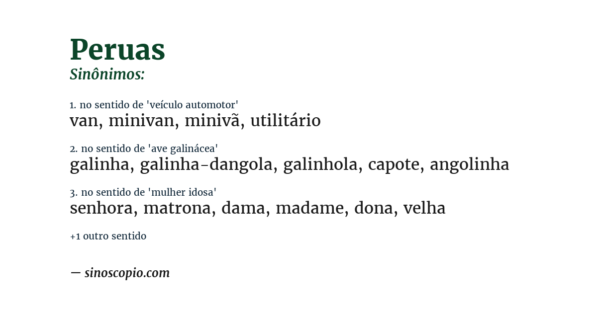Sinônimo de peruas
