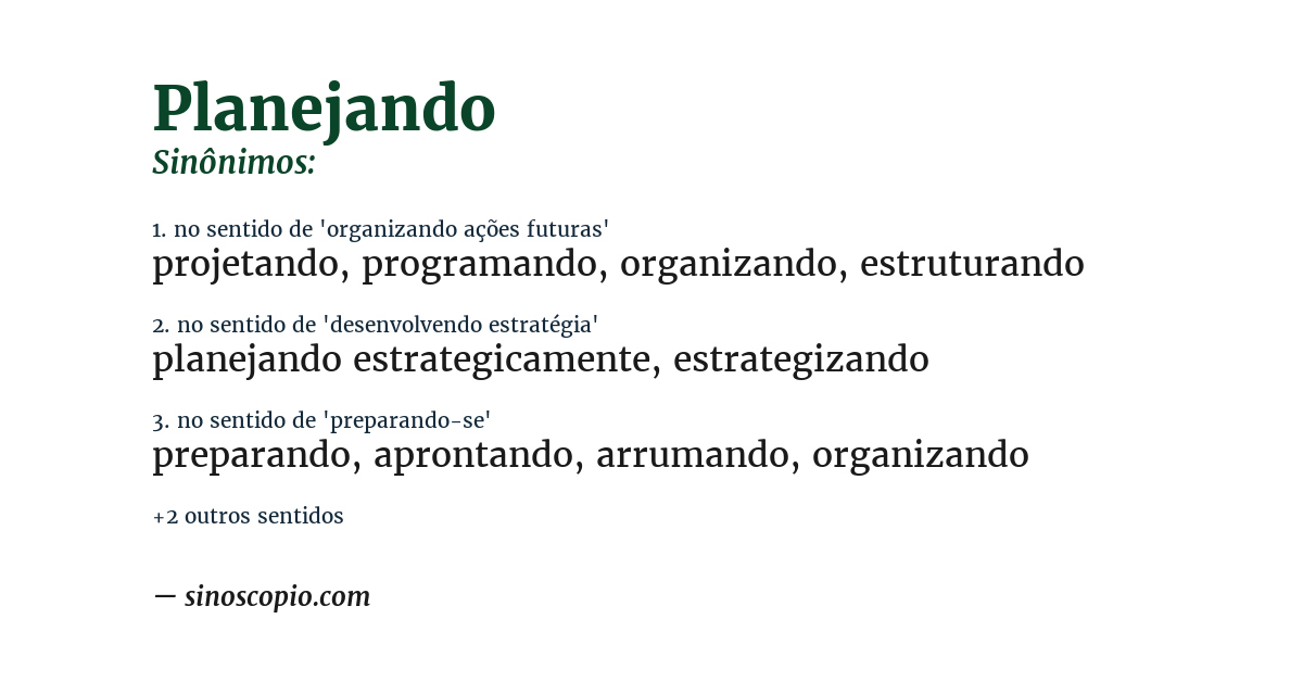 Sinônimo de planejando
