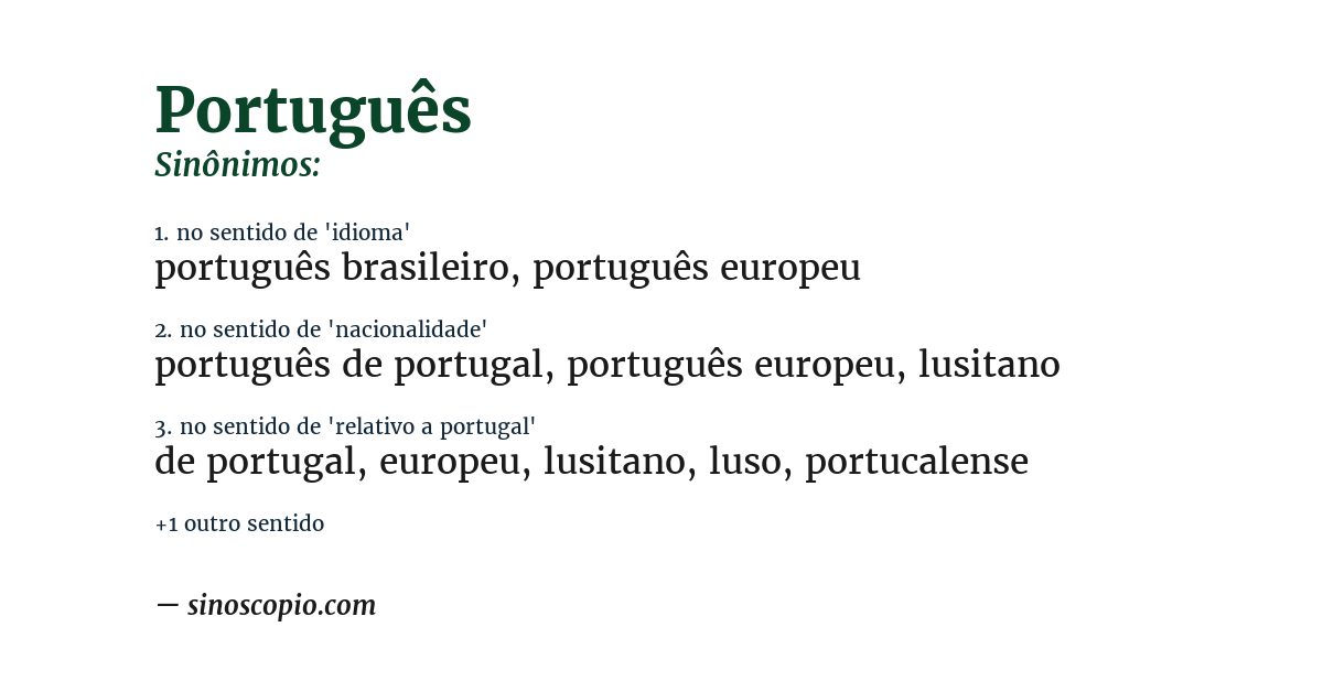 Sinônimo de português