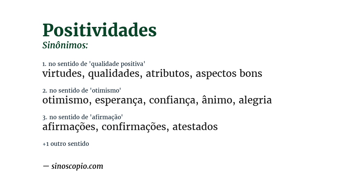 Sinônimo de positividades