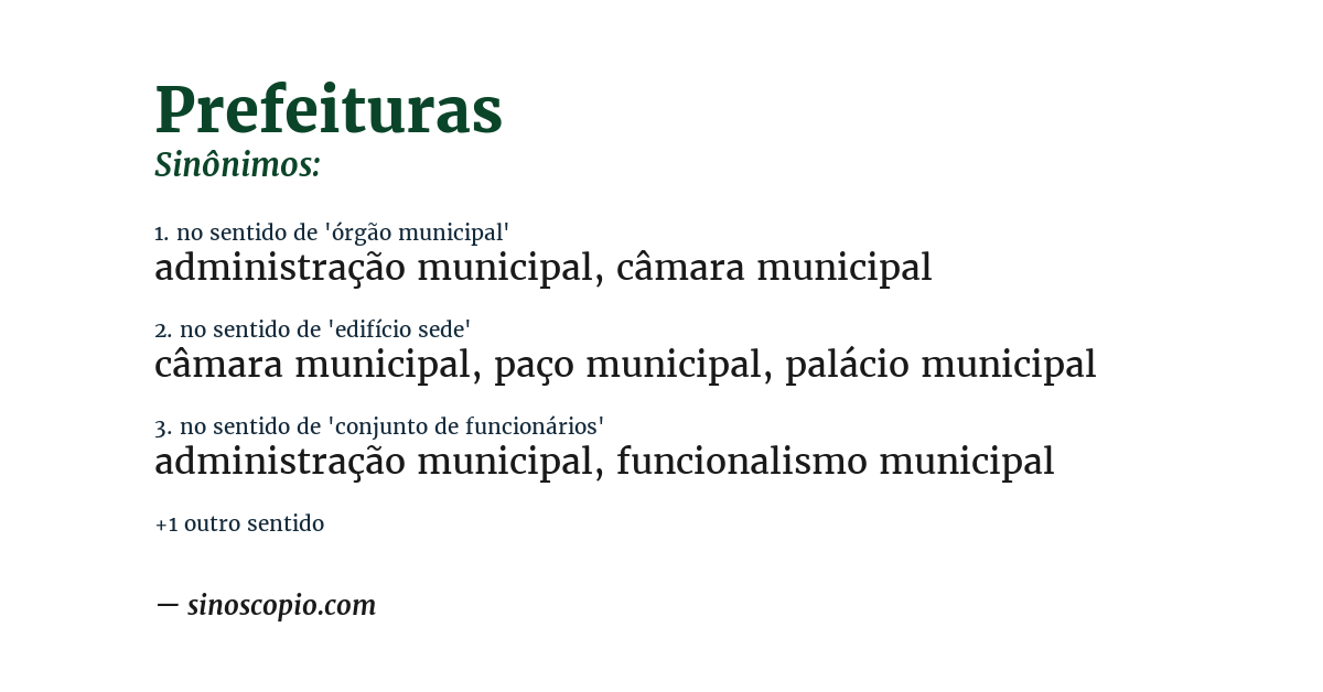 Sinônimo de prefeituras