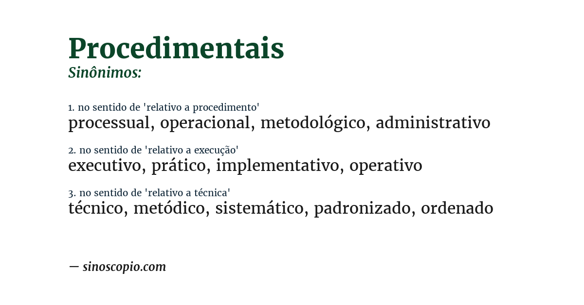 Sinônimo de procedimentais