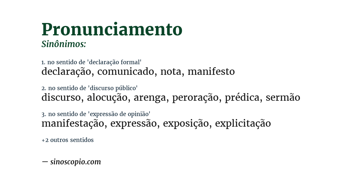 Sinônimo de pronunciamento