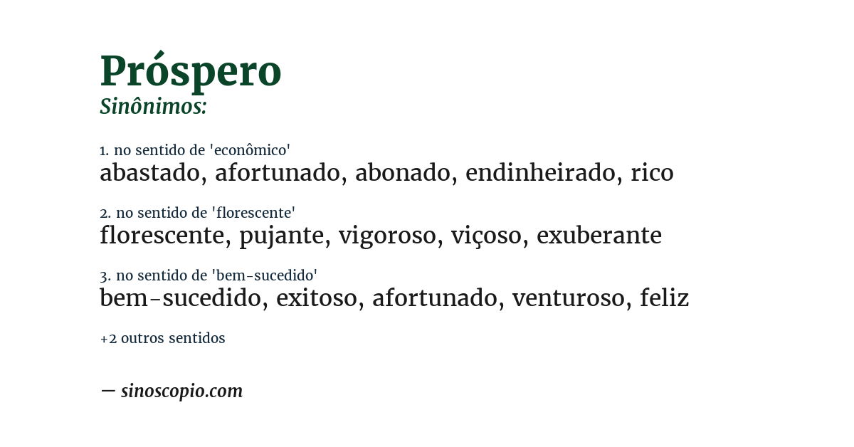 Sinônimo de próspero