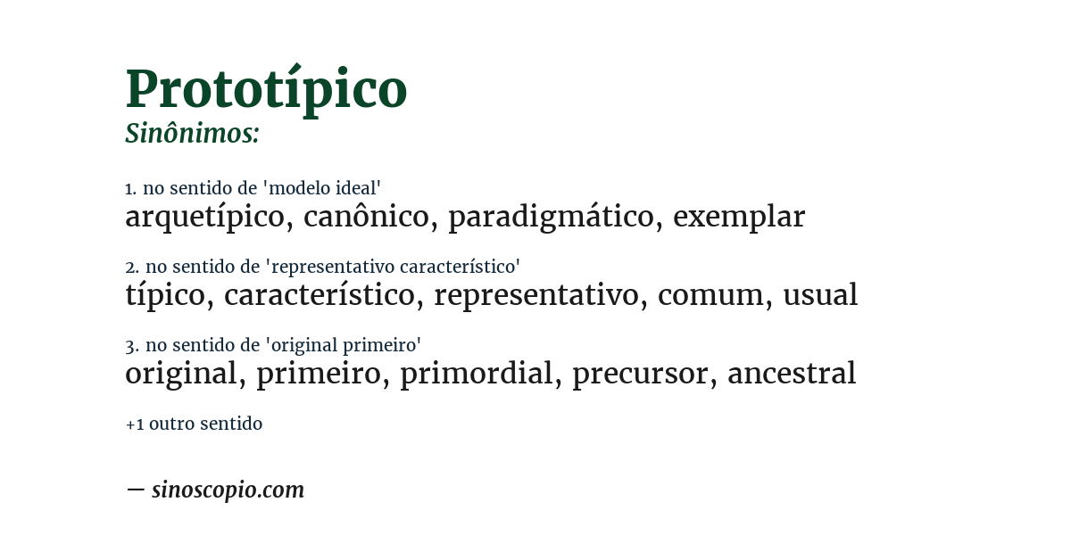 Sinônimo de prototípico