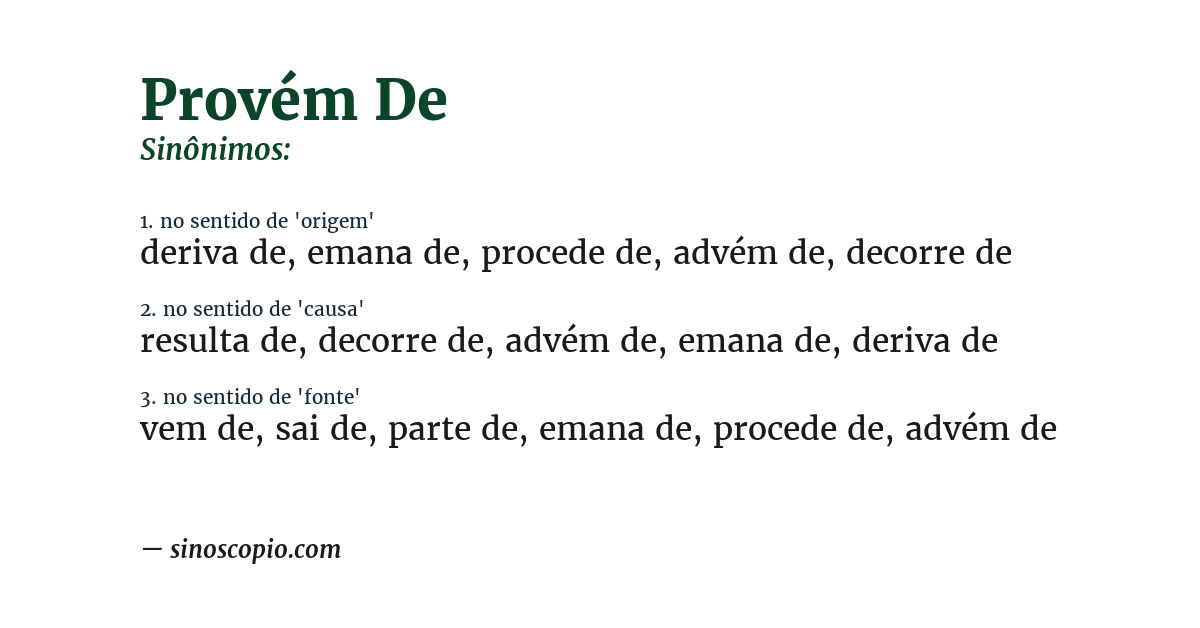 Sinônimo de provém de