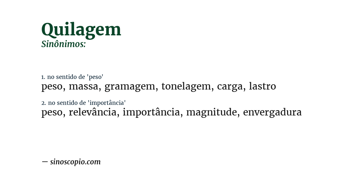 Sinônimo de quilagem