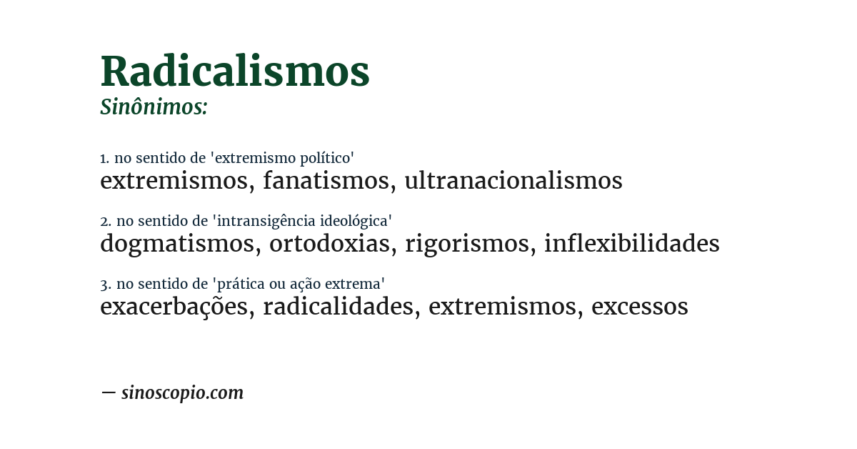 Sinônimo de radicalismos