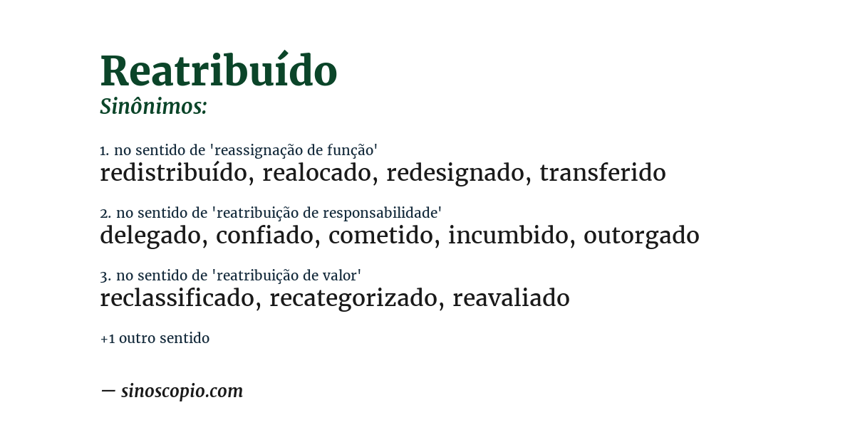 Sinônimo de reatribuído