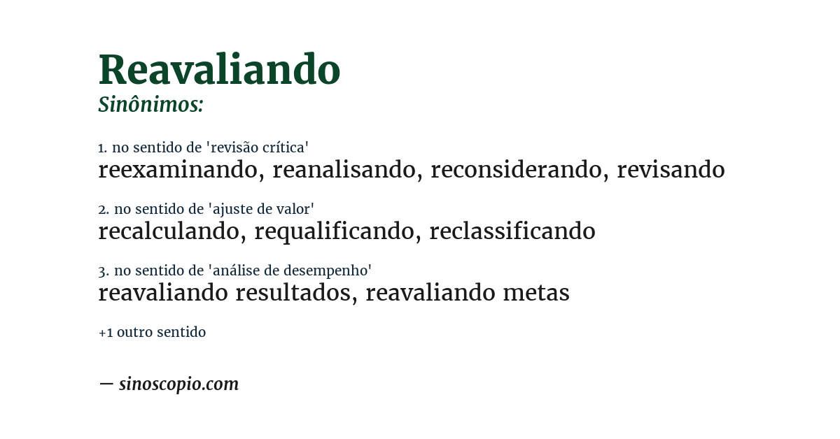 Sinônimo de reavaliando