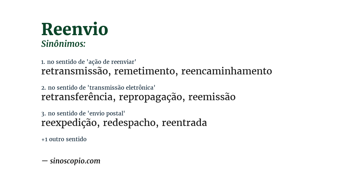 Sinônimo de reenvio