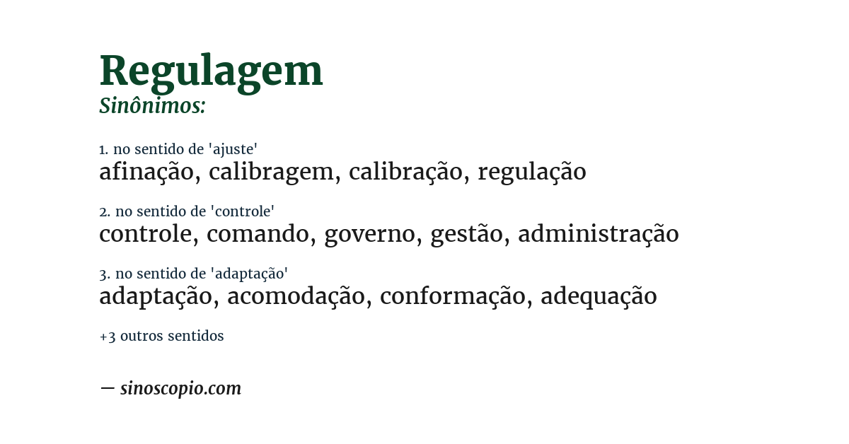 Sinônimo de regulagem