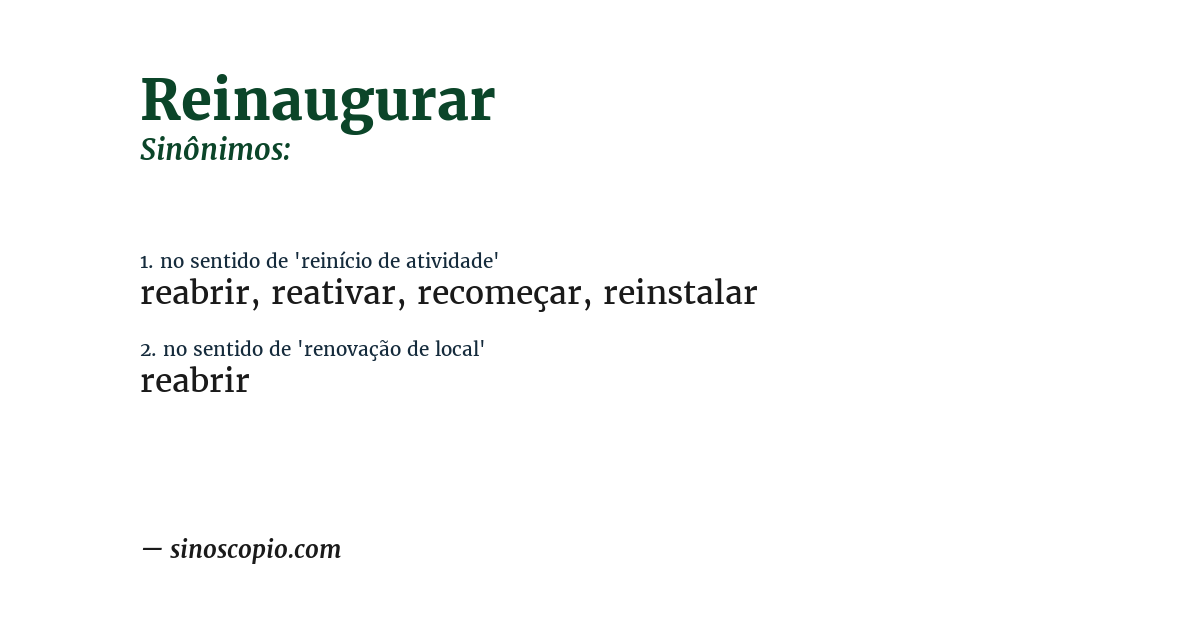 Sinônimo de reinaugurar