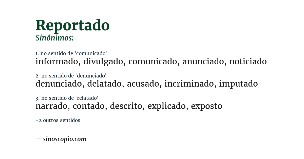 Sinônimo de reportado