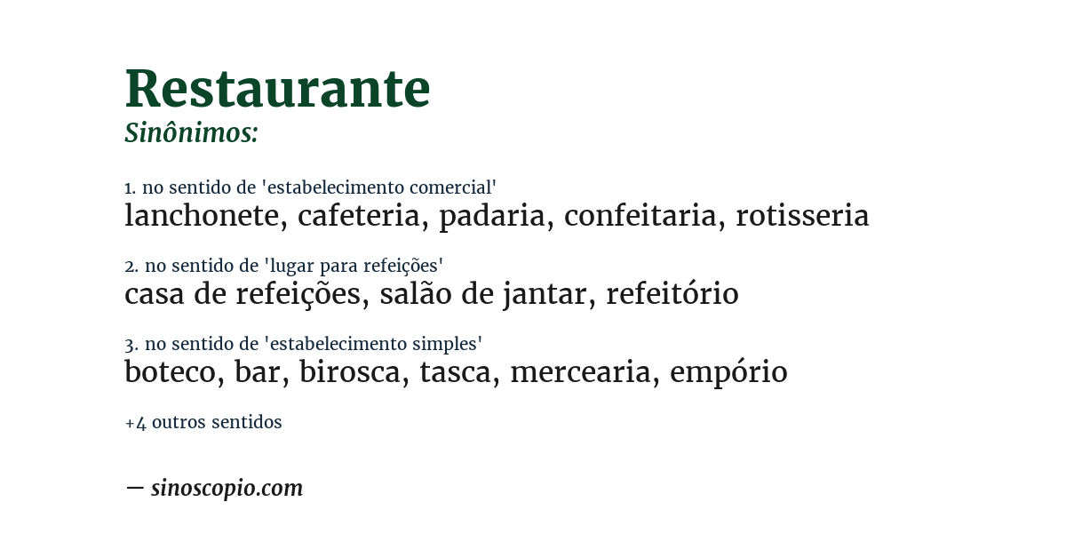 Sinônimo de restaurante