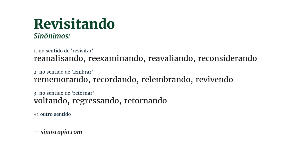 Sinônimo de revisitando