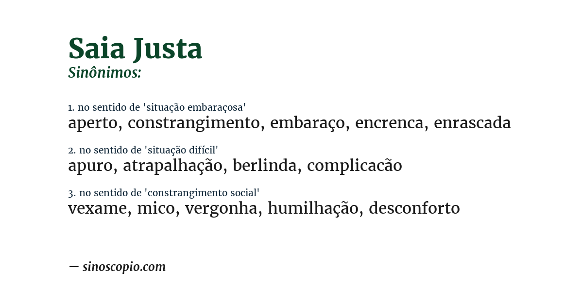 Sinônimo de saia justa