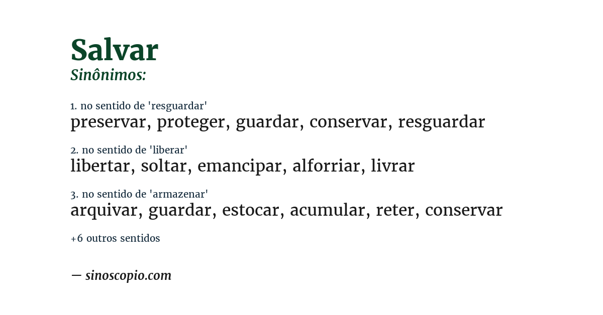 Sinônimo de salvar