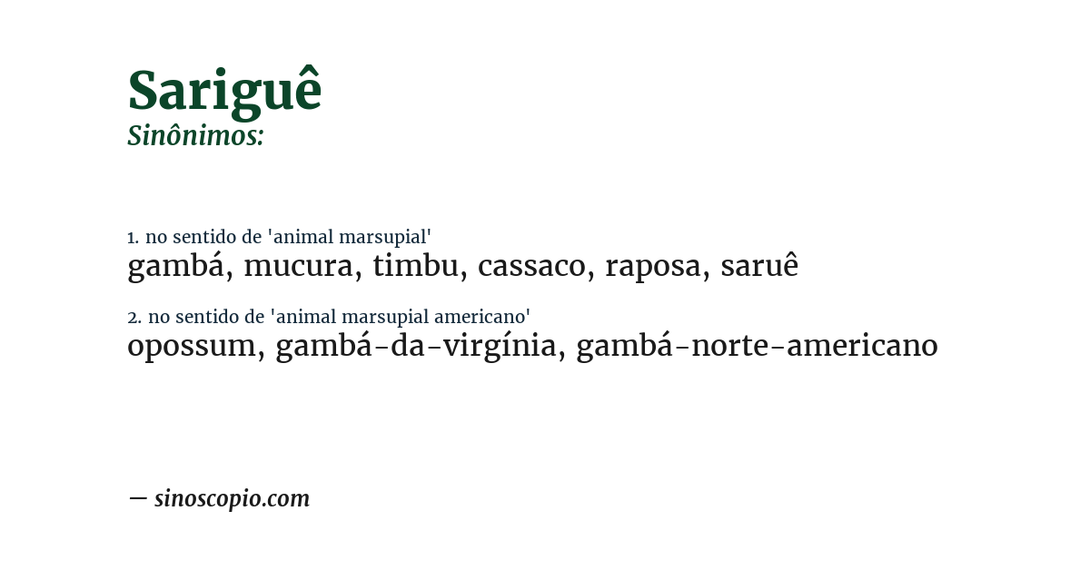 Sinônimo de sariguê