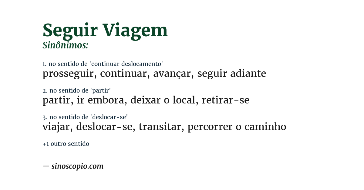 Sinônimo de seguir viagem