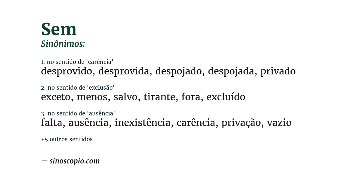 Sinônimo de sem