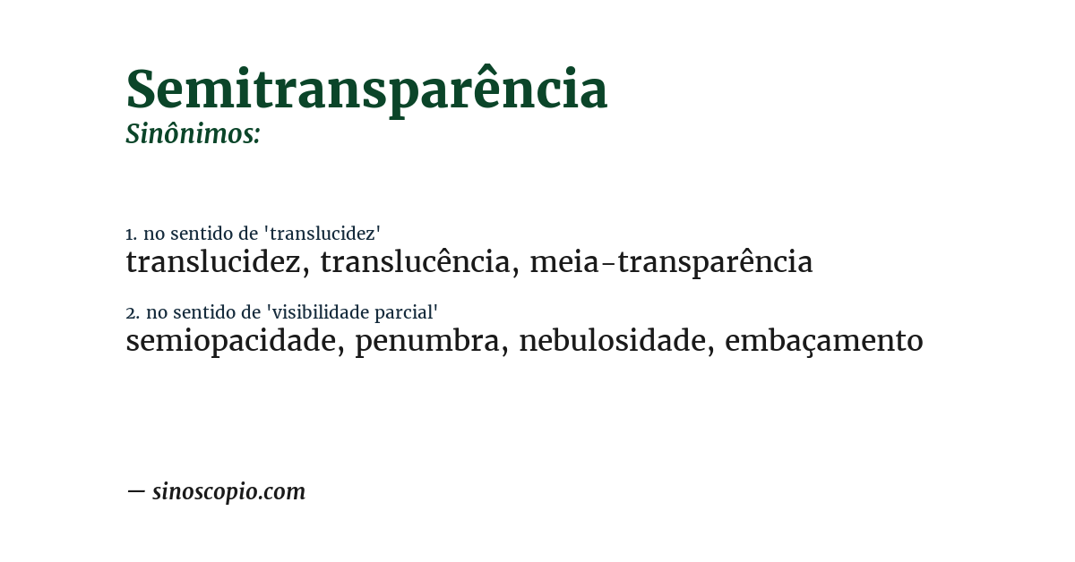 Sinônimo de semitransparência