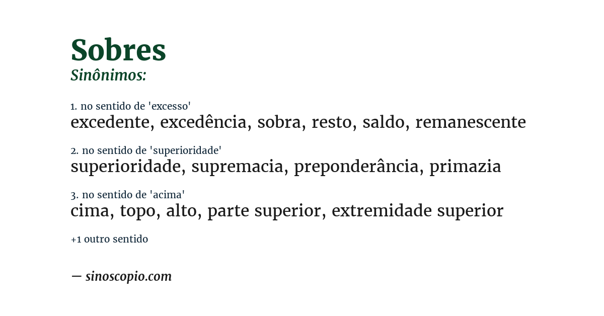 Sinônimo de sobres
