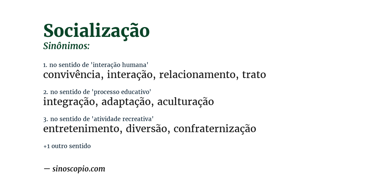 Sinônimo de socialização