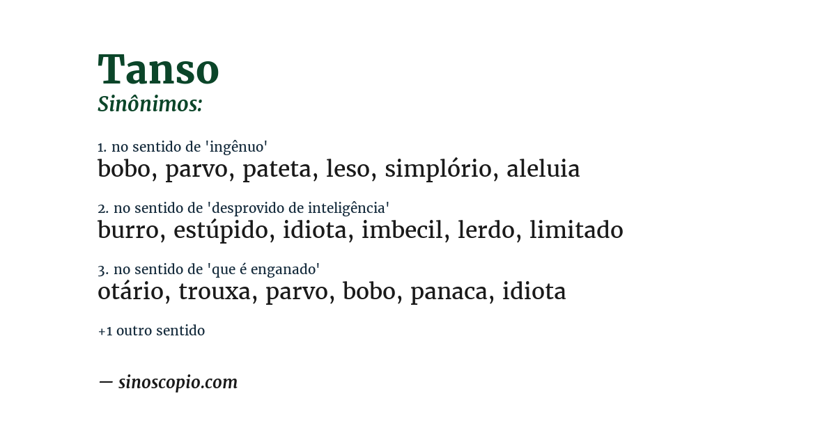 Sinônimo de tanso