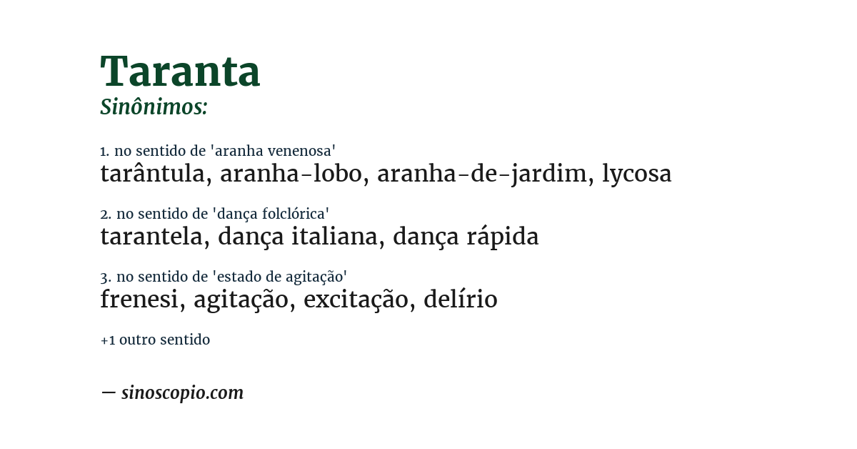 Sinônimo de taranta