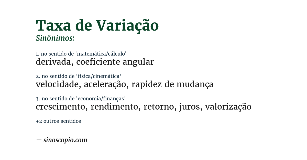 Sinônimo de taxa de variação