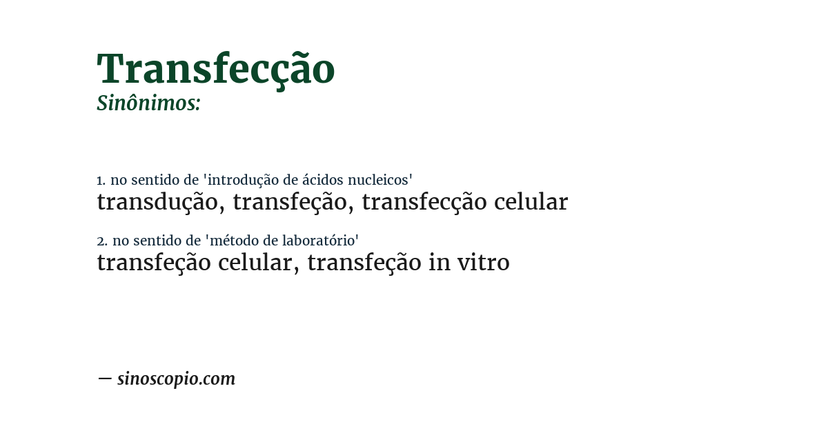 Sinônimo de transfecção