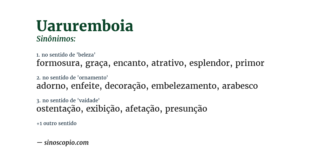 Sinônimo de uaruremboia