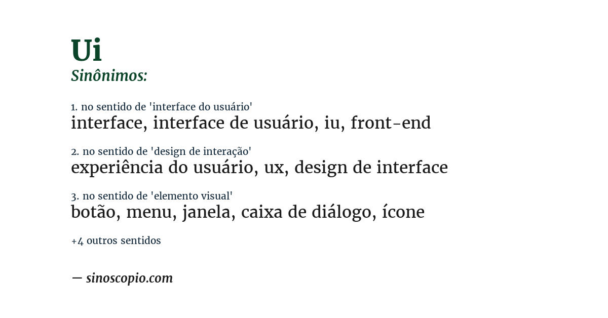 Sinônimo de ui