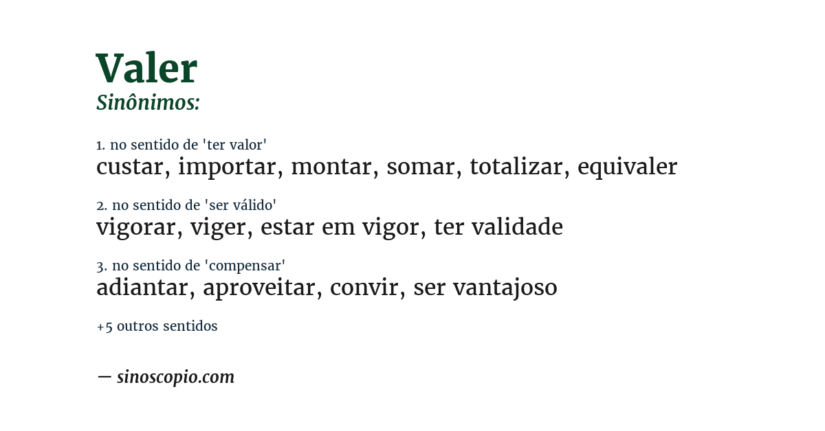 Sinônimo de valer