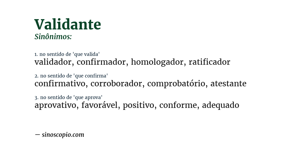 Sinônimo de validante